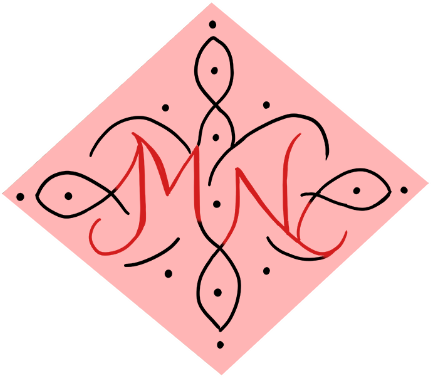 MN monogram woven into a kolam